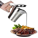 Edelstahl Thermo Sauciere,Soßenkanne aus doppelwandigem Edelstahl - isolierter Saucenbehälter mit Klapp-Deckel und Henkel,Saucenbecher für Vanillesoße Soße Sahne Mayonnaise Milch(450ml)