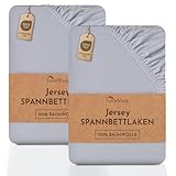 NatureMark 2er Pack Jersey Spannbettlaken, Spannbetttuch 100% Baumwolle in vielen Größen und Farben MARKENQUALITÄT ÖKOTEX Standard 100 | 90 x 200 cm - 100 x 200 cm - Silber grau