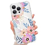 tharlet Magnetische Schutzhülle für iPhone 14 Pro Max, kompatibel mit MagSafe, Anti-Vergilbung, süßes Blüten-Blumen-Design, für Damen und Mädchen, schlanke, stoßfeste TPU-Hülle für iPhone 14 Pro Max