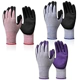Ainiv 3 Paar Latex Beschichtete Frauen Gartenhandschuhe, mit Optimaler Griffigkeit & Feinem Tastgefühl Umweltfreundliche Schutzhandschuhe für Haus- Gartenarbeit