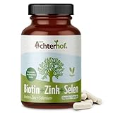 Biotin-Zink-Selen Komplex 120 Kapseln | mit Zink aus Guaven Extrakt, Selen aus Senfsaat Extrakt, Vitamin C und Brennnesselsamenpulver | hochdosiert 10.000 mcg Biotin | 100% vegan | vom Achterhof