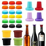 RobLuX 26 Stück Silikon Kronkorken Bunt Flaschenverschluss Wiederverwendbar Bierflaschenverschlüsse Praktische Flaschendeckel Silikon Weinstopfen für Bier Wein Champagner Kohlensäurehaltige Getränke