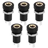 EMSea 5 STÜCKE 3,5mm Audio Jack Buchse 3 Pol Stereo Buchse Stecker Kopfhörer Jack Stecker Stereo Löten Panel Schwarz mit Mutter