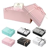 TAIXING 2025 Neu Geschenkbox Mit Deckel, 25 x 18 x 8,5 cm, Mit Schleifen, Raffia, Grußkarten - Set für Hochzeit, Geburtstag, Valentinstag, Weihnachten