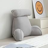 Lesekissen, Kuschelkissen, Bettstütze mit Nackenrolle, Armlehne zum Entspannen auf dem Sofa, weiche Rückenlehne (Grau 75x55cm)