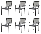 Gardissimo 6er Set Luxus Aluminium Rope Stapelsessel Olbia anthrazit, wetterfest, rostfrei, 120 kg belastbar