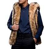 Pelzmantel Herren - Herren Kunstlederjacke Langarm Kapuzenmantel Warme Winter Outwear Lässiger Stilvoller Mantel Für Männer (Brown, M)