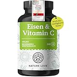 NATURE LOVE® Eisentabletten mit Vitamin C - 240 Stück - 20mg Eisen und 40mg Vitamin C pro Tablette - Hoch bioverfügbares Eisen-bisglycinat - vegan, in Deutschland produziert