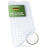 SilverRack Badewannenmatte 100x40 cm (Transparent) - Antirutschmatte Badewanne BPA frei für Kinder und Babys - Duschmatte schimmelresistent & maschinenwaschbar - Badematte rutschfest