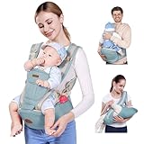 TaFoyu 12 in 1 Kindertrage Ergonomisch mit Sitz für Die Hüfte, Babytrage mit Hüftsitz,Verstellbarer Gürtel, Sicher Baby Carrier,Baby Tragesystem Mehrere Taschen,Von 3 bis 48 Monaten (Hellblau)