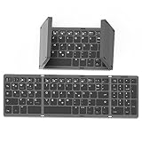 BRIMFORD Faltbare Tastatur Deutsch QWERTZ Nummernblock - Kabellos Tragbar Ultra-Slim - Bluetooth Type-C - Mini Klapp Tastatur für iPhone 16 iPad Laptop - Reise Büro Produktiv