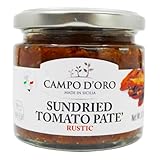 Sundried Tomato Paté, Creme aus getrockneten Tomaten in nativem Olivenöl extra (6,35 oz -180 g), gentechnikfrei, Produkt aus Italien, von Campo D'Oro.