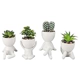 Aoaoy Niedliche künstliche Pflanzgefäße aus Keramik, künstlicher Topf, künstliche Sukkulenten in menschlicher Form, zur Dekoration, arbeitssparend