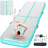 FBSPORT Airtrack Matte, 10cm Hoch Verdicken 2M Tumbling Matte,Gymnastikmatte mit Luftpumpe,Trainingsmatte mit Tragetasche,Turnmatte für Zuhause, Outdoor,Yoga