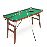 DREAMADE Klappbarer Billardtisch Pooltisch für Kinder & Erwachsene, Tischspiel Tischbillard mit 16 Kugeln & Dreieck & 2 Kreiden & 2 Queue-Sticks 138 x 67 x 79,5 cm