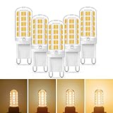 EvaStary 3W G9 LED Glühbirne, Dimmbare LED Glühbirne, 3W äquivalent 40W Halogenglühbirne, 410LM 3000k Licht Warmweiß Energiesparende G9 kleine Glühbirne, 360°Abstrahlwinkel Nicht Flackern, Packung 5