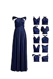 72styles Infinity Kleid mit Bandeau, wandelbares Brautjungfernkleid, lang, Übergröße, Mehrwege-Kleid, Twist-Wickelkleid, Marineblau, Einheitsgröße