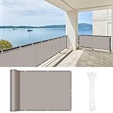 LOVE STORY Balkon-Sichtschutz 80x300cm mit HDPE-Gewebe,Luftdurchlässige Netz-Balkonverkleidung mit UV-Schutz und Kabelbindern zur Befestigung,Taupe