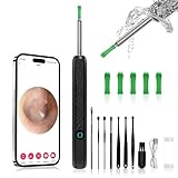 TEBOKHAD Ohrenschmalz Entferner Otoskop, 1080p HD Wifi Ohrreiniger, Ohrenreiniger Mit Kamera, Otoskop Mit 6 Leds, IP67 Wasserdicht Otoskop Ohr Für iOS, Android-Smartphones