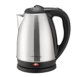 Lehmann LHOEK-2220D Wasserkocher Edelstahl 1,8 L, leistungsstarker elektrischer Wasserkocher 2200W, für Babynahrung, Tee, Kaffee, Abschaltautomatik und Überhitzungsschutz, BPA-Frei, silber