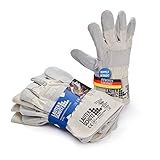 LAUTERSCHUTZ® Robuste Leder Arbeitshandschuhe - Doppelt vernäht & mit Baumwolleinsätzen am Handrücken [Herren & Damen] - Für Forst, Garten, Baustelle, Mechaniker (EINHEITSGRÖßE, 3ER PACK)