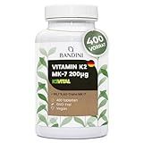 Bandini® Vitamin K2 MK-7 200µg (mcg) VEGAN | 400 Mikrotabletten | 1 Tablette/Tag für 13 Monate | K2VITAL® rein natürliches Menachinon | trans 99,7% Vitamin K 2 | Blutgerinnung | hohe Dosierung