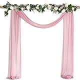 BUYGOO Hochzeit Vorhang, 75x550cm Rosa Hochzeitsbogen Drapierstoff Tüllstoff, Foto Hintergrundvorhang, Hochzeit Dekostoff für Hochzeit Party Geschenke Basteln Geburtstagsfeier Dekorationen