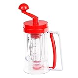 TOPPERFUN Teigspender für Kuchenteig und Pfannkuchenteig Manueller Mischbecher mit Integriertem Schneebesen Große Öffnung für Muffins Crepes Donuts und Einfache Handhabung