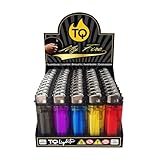 h2i Feuerzeug mit Reibrad | 50 Stück |transparentes Einwegfeuerzeug in 5 Farben | Ergonomisches Design & stufenlose regulierbare Flamme | Zuverlässige Zündung im Alltag