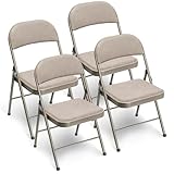 Gartenstühle Stapelbar 4er set Balkonstuhl Campingstuhl Klappbar Stapelstuhl Klappstuhl Outdoor Stühle für Gärten Innenhöfe Balkon Restaurants, Metall Gartenstuhl bis 150 kg Belastbar mit Stoff-Kissen