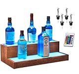 Boss Premium® BarUSA™ 40,6 cm 2-stufiges LED-Holz-Barregal, beleuchtet, für Likörflaschen, Alkohol, Whiskey, Regale, Ständer, Tablett, Einheiten für Zuhause, Bar, Wohnzimmer, Zubehör und Dekoration,