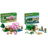LEGO Minecraft Das Baby-Schweinhaus + Das Schildkröten-Strandhaus Set mit Nutztieren 21268 + 21254