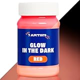 7 Artists Fluoreszierende Acrylfarbe Neon Leuchtfarbe Rot 100 ml | Nachtleuchtende Farbe auf Wasserbasis | Fluoreszierende Leuchtfarbe Acryl zum Bemalen von Holz Papier Stein Karton