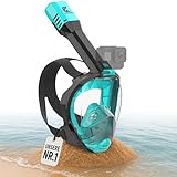 Khroom Schnorchelmaske Erwachsene Vollmaske | In Höhle der Löwen vorgestellt | Unsere Beste CO2 sichere Tauchermaske Seaview Pro zum Schnorcheln | Vollgesichtsmaske Schnorchelmaske (L/XL, Türkis)