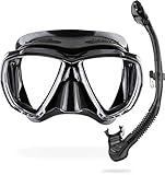 CRESSI Big Eyes+Alpha Ultra Dry Combo Black/Black - Combo Set Maske + Schnorchel UD zum Tauchen und Schnorcheln, Schwarz/Schwarz, Einheitsgröße, Erwachsene