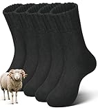 sellto 5 PAAR Merino Socken Thermosocken Herren Atmungsaktiv Wandersocken Dicke Merinowolle Outdoor Wintersocken Anti-Blasen Crew Socken