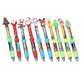 SXRQ Weihnachts-Kugelschreiber, 4-farbig, einziehbar, mehrfarbig, zum Schreiben, Notizen, Farbcodierung, Schule, Büro, Zeichenstift, 10 Stück
