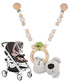 Jeinbuil Kinderwagenkette Holz Baby Kinderwagenspielzeug Mädchen Junge Kinderwagen Kette aus Holz und Silikon (Koala)