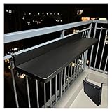 Klappbarer Balkon-Bartisch für den Außenbereich, verstellbarer Geländertisch für Terrasse, Terrasse, Deck, multifunktionaler Hängetisch (schwarz, 100 x 39 cm)