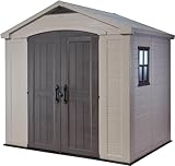 Keter Gerätehaus Factor 8x6, Beige, 8.1m³ Rauminhalt, Außenmaße (B/T/H):256.5 x 182 x 243 cm, wetterfest, wasserdicht, UV-beständig, Outdoor