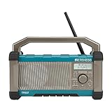 Retekess TR637 Baustellenradio, Arbeitsradio mit Bluetooth AM FM, eingebauter wiederaufladbarer Akku, 4 D-Batterien oder AC, IP54 wasserdicht, unterstützt USB, Preset-Station, EQ