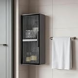 TUPAFJU 2/3-stöckiger Wandschrank aus Metall mit Einzeltür aus Glas, wandmontierter Make-up-Organizer, Medizinschrank, für Wohnzimmer, Schlafzimmer, Küche, Badezimmer(G Single Door,Double Layer)