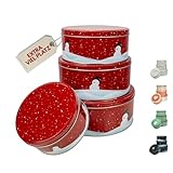 INSPINOVIA Keksdosen 4er Set | Ideal für Weihnachtsplätzchen & andere Leckereien | 4 Größen im Set | Extra große Gebäck- & Aufbewahrungsdosen in bezaubernden Designs (Schneemann)