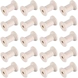 SUNNYCLUE 25 Stück Holzfadenspulen Holzspulen Großpackung Natürlich Unvollendet Leer Draht Weben Textilband Seilrolle Häkelschnur Organizer Spitzenschnur Saiten Spule Für Stickerei Nähen Kunst DIY Han