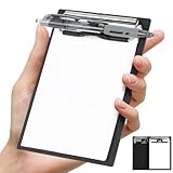 FRETONBA Klemmbrett A6 Mini, 2 Stück Kunststoff Klemmbretter mit Papierklemme, Klemmmappe mit Stiftehalter, Zwischenablage zur Aufbewahrung von Papier für Büro, Restaurant, Schule Clipboard, Schwarz