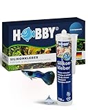 HOBBY Aquaristik Silikonkleber I 310 ml Kartusche I hochelastischer Silikon für Aquarien I alterungs- & witterungsbeständiger Aquarien-Silikon I Aquarienkleber UV- & temperaturresistent I transparent