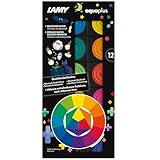Lamy Deckfarbkasten aquaplus black mit 12 Farben - ideal für den Schulunterricht - mit Farbkreis nach Johannes Itten & Deckweiß - Mischfelder im Deckel