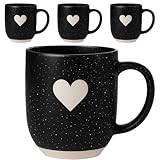 Kaffeetassen Set Schwarz - 4er Set - 300ml - Langlebige Kaffee tassen, dank hochwertiger Keramik - Kaffeetassen Set dickwandig - Cafetassen mit edelen Design, ideal zum Verschenken