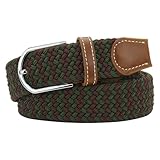 Huyfhksd Gewebte Stretch-Gürtel für Damen und Herren in verschiedenen Farben, modisch, elastisch, Grüner Kaffee, for Waist Size 32'-34'