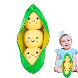 Imtrub PEA Stuffed Pflanze Plüsch, 25cm SüßE GrüNe Erbsen-PlüSchpuppe, Erbsenschoten-Plüschkissen, 3 Erbsen In Einer Schote Plüsch, Bequemes Süßes Erbsenschoten, Haus Dekoration